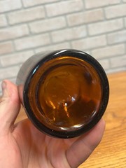 Antique Benedictine Wine Bottle Amber Brown Embossed Glass Bottle
