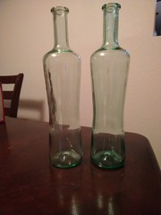Vintage Set of 2 Green Wine Bottles 12&Prime;