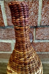 Wicker Wrapped Clear Bottle With Wicker Top 11&Prime;