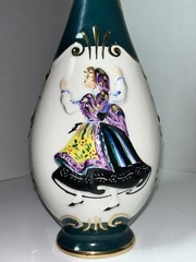 Viana Portugal Rare Dancing Girl Teal Green Empty Wine Decanter Bottle