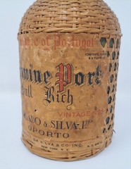 Vintage Portugal Wine Bottle Wicker Wrapped Empty Glass Bottle BIN27