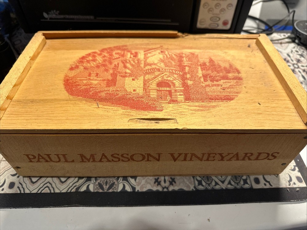 Paul Masson [22.5 » x 12.5 »] WOOD WINE CRATE Vtg Winery Box