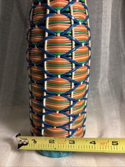 VTG Glass Liqueur Woven Scoubidou Demijohn Viresa Spain Wicker Bottle Boho 1960s