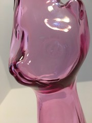 Pink Glass Cat Shaped Wine Bottle Empty 2006