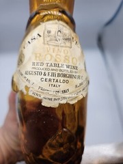 Vtg Amber Fish Wine Bottle With Original Label Augusto & F.lli Borghini Italy