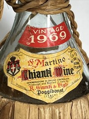 VINTAGE Empty 1969 Chianti Wine Bottle With Rattan Wrap 9.5” Bottle!