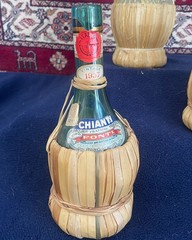3ea Assorted CHIANTI EMPTY ITALY WINE BOTTLES VINTAGE Raffia Wrapped A0105