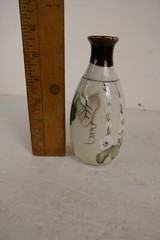 Vintage Pair Chinese Mijiu or Rice Wine Bottle/ Vase & Bud Vase Traditional Art