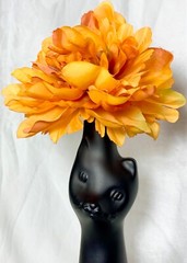 Happy Cat Riesling Matte Black Wine Bottle EMPTY Halloween Cat Decor