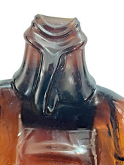 Vintage Slumped Melted Bottle Spoon Rest Tray Brown Glass