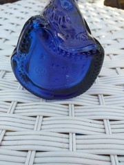 Mosseland Cobalt Blue Figural Glass Cat Shaped Wine Bottle 13&Prime;