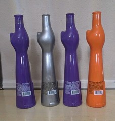 4 – Happy Cat Rheinhessen Riesling Wine Bottles Vases Lot Set Multi-color