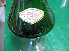 BARSOTTINI VINO ROSSO PITCHER DECANTER BOTTLE GREEN GLASS w/ LABELS EMPTY