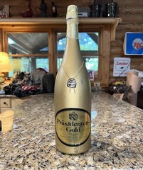 Vintage Large Store Display Wine Bottle Präsidenten Gold 3L Big Huge Germany Bar