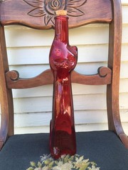 Empty Moselland Riesling HAPPY CAT Red Wine Bottle Kitsch Mosel Art Glass 13”