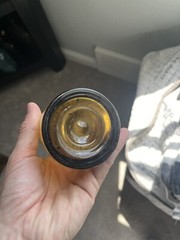 Large Vintage Yellow Hocking Wine Bottle Early Antique Rare Color