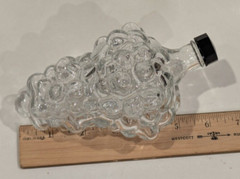 Lot/3 Vintage Grape Bunch Shaped Decanters Clear Glass Bottle Screw Cap 7 oz 6&Prime;L