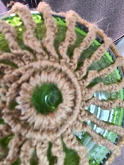 Vintage Dark Green Glass Jute Wrapped Wine Bottle Empty
