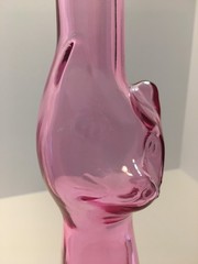 Pink Glass Cat Shaped Wine Bottle Empty 2006