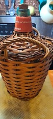 Vtg Ultra Marinos Rotterdam Wicker Covered wine bottle w/ Original Cork &Cap GC!