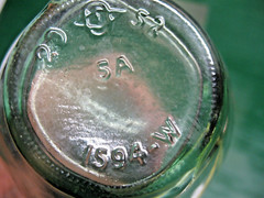 VINTAGE TIPO AQUA GREEN GLASS WINE BOTTLE 4/5 PINT CORK TOP 8 » TALL