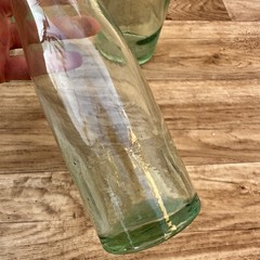 Antique French Glass Milk Bottles Green Tinted Set 3 Vintage 1920s 2509247