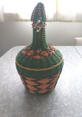 Vintage Viresa Scoubidou Colorful Wine Bottle Plastic Woven Spain 60-70s