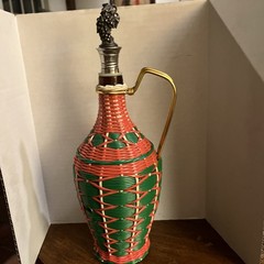 Vintage 70’s Scoubidou Wine Bottle Green And Red