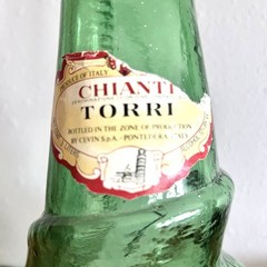Vtg 32” Italian Chianti Wine Bottle Celine Glass Decanter Snail Shaped MCM EVC