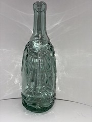 Vintage Green Clear Glass Wine Bottle 11 1/2”
