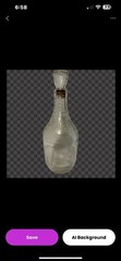 Vintage 4/5 QUART Clear GLASS WINE BOTTLE DECANTER GRAPES & LEAVES 8” Tall
