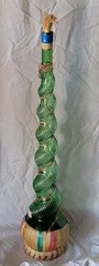 Vintage 35&Prime; Italian Chianti Twisted Embossed Green Glass Wine Bottle Decanter