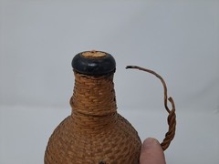 Vintage Portugal Wine Bottle Wicker Wrapped Empty Glass Bottle BIN27