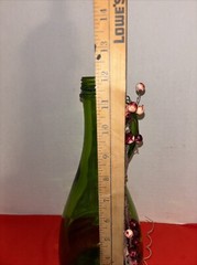 Vintage Green Glass Wine Bottle-12” Tall-1.5 Liter- Berries On Handle Chipping