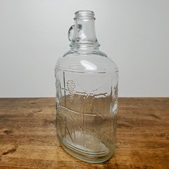 Vintage Ball Embossed Glass Wine Decanter Half Gallon Bottle Grape Design Jar