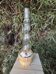Empty Bottaro Spiral Glass Wine Bottle Italy 15.5” With Raffia wrap Tuscany