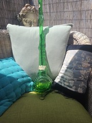 Vintage Italian SNAIL BOTTLE 3 liter Green Glass Wine 32” Tall Chanti Imports