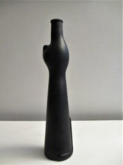 Black Cat Figural German Wine Bottle Satin Glass Mid-century Modern Style Nice!
