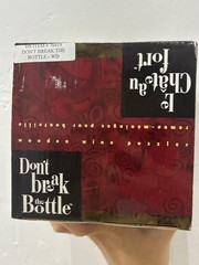 NIB! Dont Break The Bottle Ingenious Wooden Puzzle To Lock Up A Gift Wine Bottle