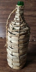 WINE BOTTLE WICKER BASKET Green Bottle with cork Italy Vintage empty