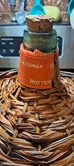 Vtg Ultra Marinos Rotterdam Wicker Covered wine bottle w/ Original Cork &Cap GC!
