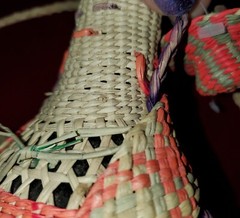Vintage Wicker Demijohn Wine bottle Lady design w/neck strap made in Ecuador