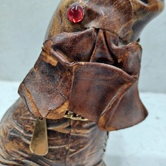 Vintage Casa Vento Leather wrapped elephant wine bottle Italy 1980