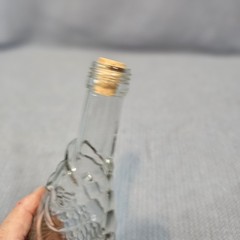 Fish Shaped Clear Glass Wine Bottle 12” Tall Bottle corked CLEAN
