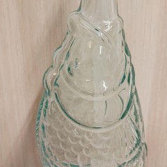 Vintage Glass Fish Shaped Bottle Light Blue 13.5&Prime; Tall