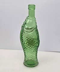 1969 Antinori Bianco Green Glass Fish Wine Bottle Della Costa Toscana Italy 10&Prime;