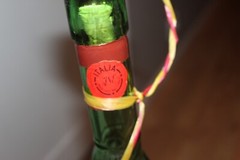 VINTAGE ITALIAN CHIANTI GREEN ART GLASS SPIRAL 32.5&Prime; RED TABLE WINE BOTTLE ONLY!