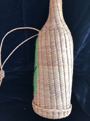 Wicker Rattan Straw Wine Bottle Carrier Holder Decorative Design Vintage Mid-mod