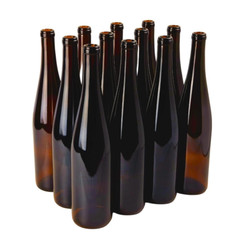 – 750 Ml Amber Wine Bottles (Pack of 12), Stretch Hock Liquor Bottles, W13 Amber