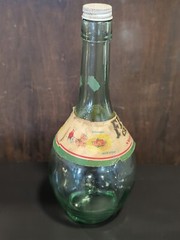 Vintage Green Glass Wine Bottle Red Fior Di California Paper Label Round *LOOK*